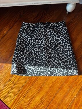 Anthropologie Black and White Leopard-Print Mini Skirt